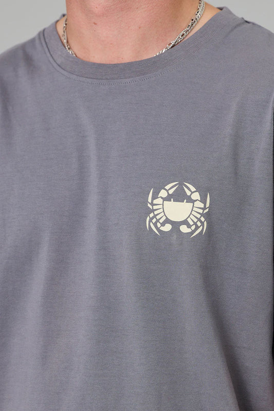 Just Another Fisherman Paddle Crab Tee - Charcoal