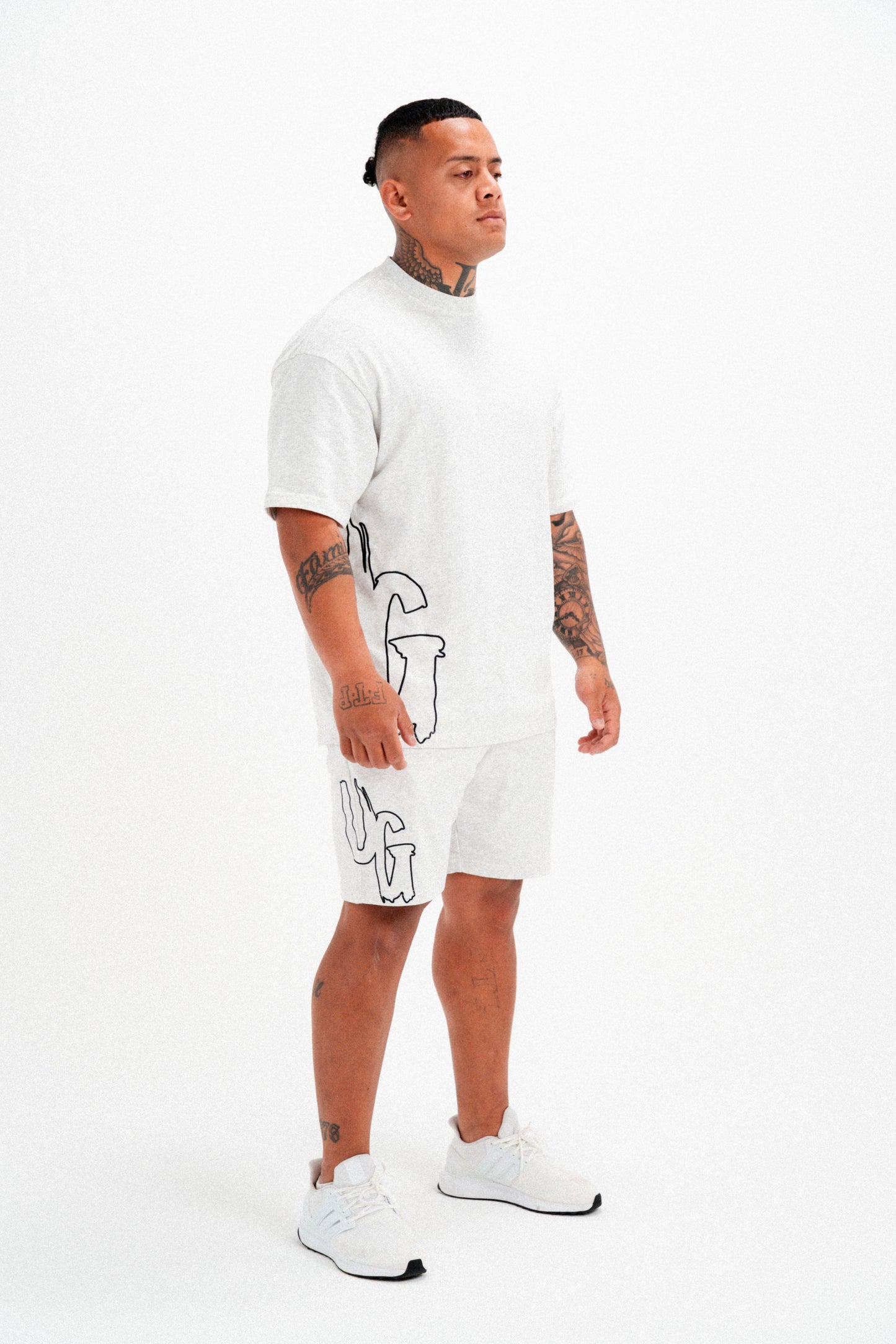 OMERTA SHORTS - WHITE MARL