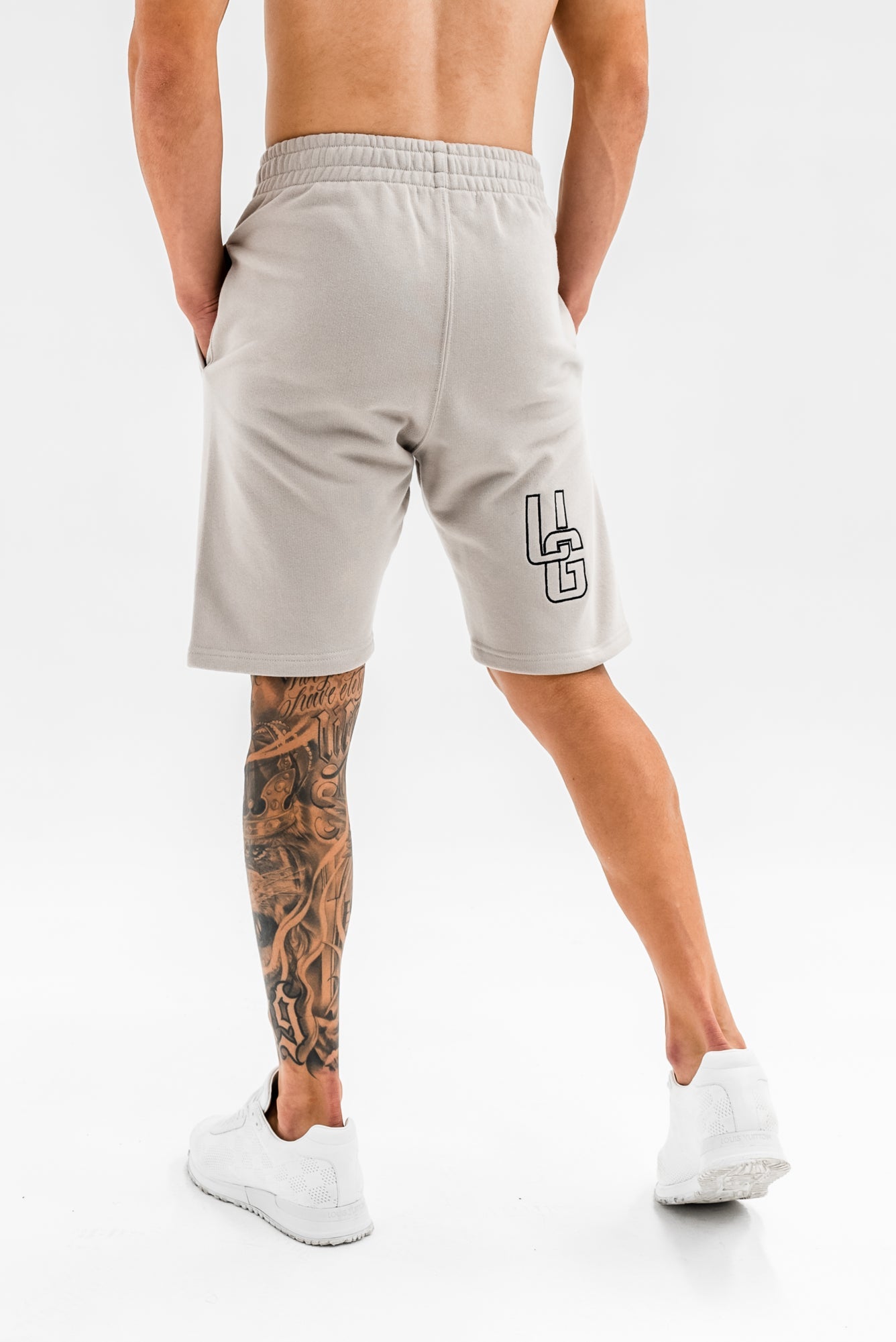Cotton Shorts x Taupe/Black