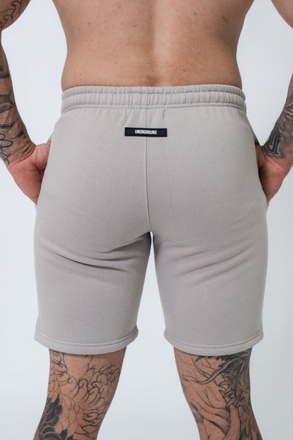 Taupe Double Print Cotton Shorts