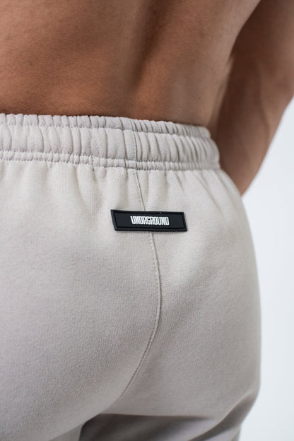 Taupe Double Print Cotton Shorts